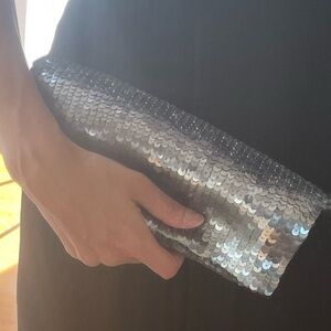 Club Monaco Silver Sequin Clutch